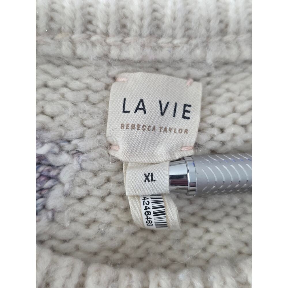 LaVie Rebecca Taylor wool alpaca blue cream purple long sleeve sweater - XL - Picture 3 of 5